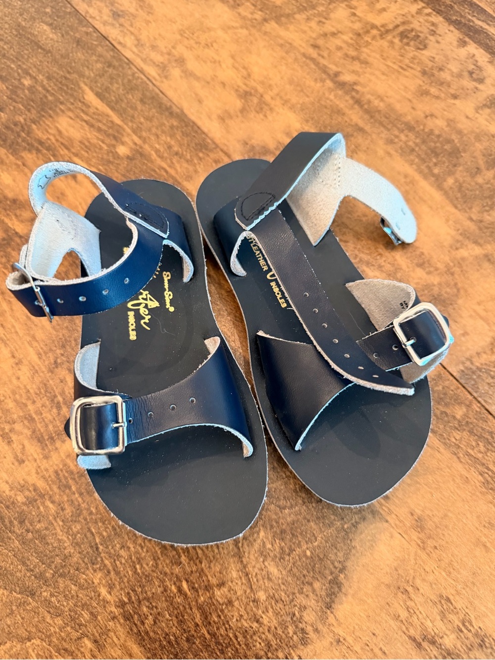 Sun San Surfer Kids Navy Leather Buckle Sandals